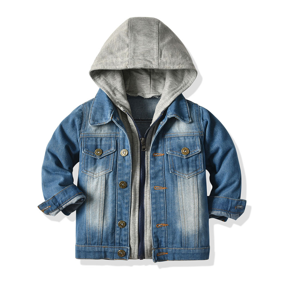 Chaqueta Vaquera con Capucha para Niño | Imitación Denim | Tallas 70-120 cm | Ropa de Otoño y Primavera | TiendasFR - Imagen 2