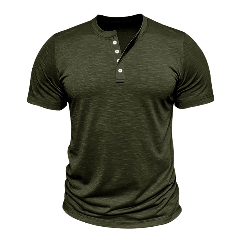 Camiseta Henley para Hombre | Manga Corta Albaricoque Estilo Casual - Imagen 9