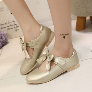 Zapatos de Princesa con Lazo para Niña | Dorados | Tallas 26-36 | Elegantes para Comunión y Bodas | TiendasFR