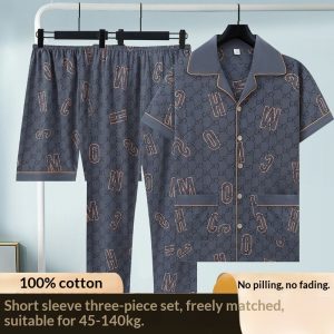 Conjunto de Pijama de Algodón Puro 3 Piezas para Hombre | Cómodo y Transpirable | Múltiples Tallas
