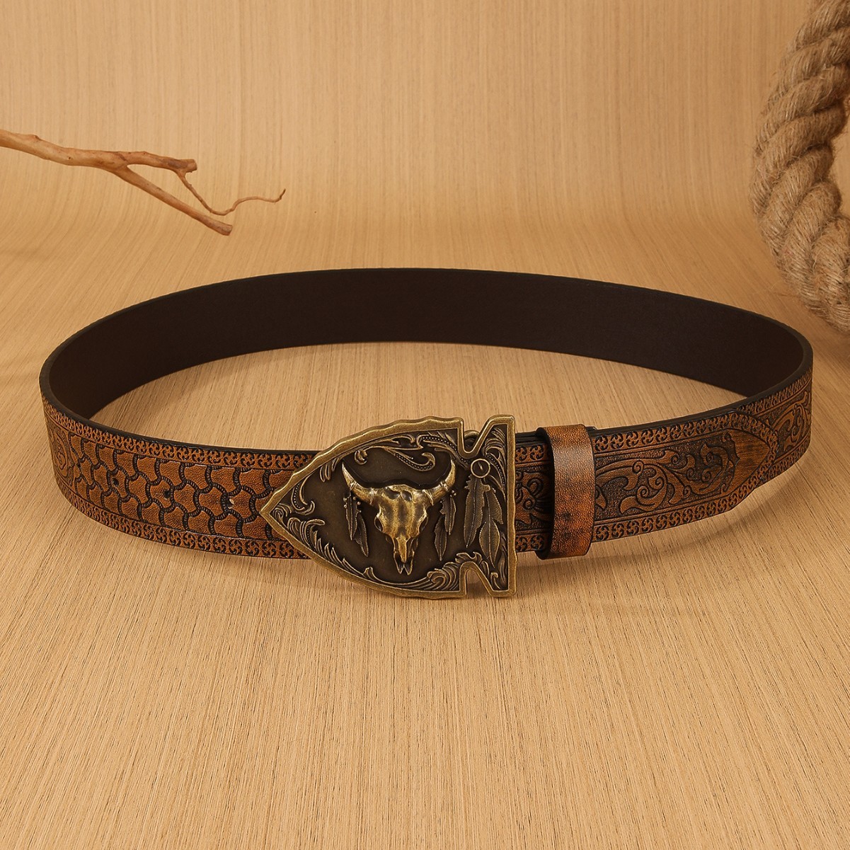 Cinturón de Tela Color Camel con Hebilla Metálica | Ajustable para Hombre | Casual y Versátil - Imagen 4