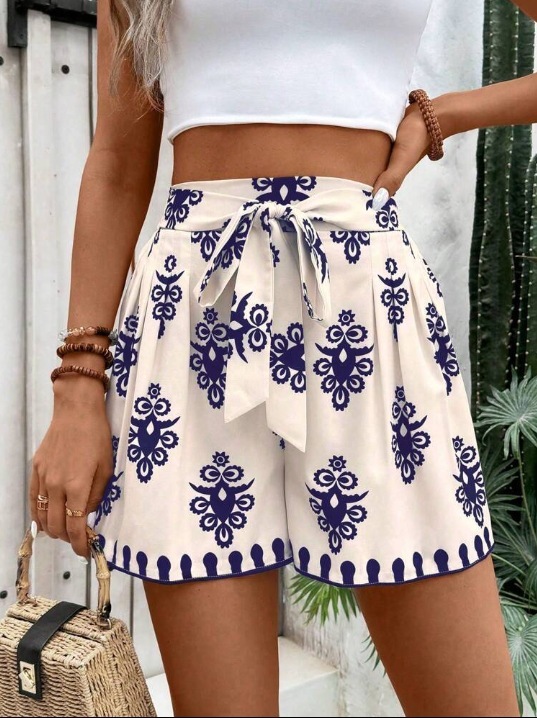 Shorts de Pierna Ancha con Estampado para Mujer | Slim-fit y Cómodos | Verano 2026 - Imagen 8