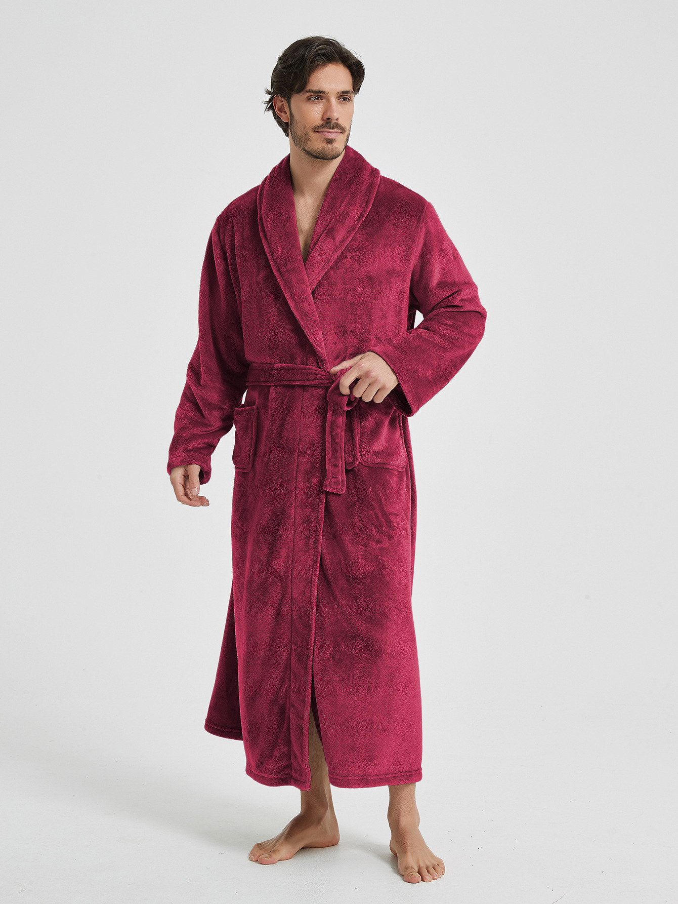 Bata de Casa de Franela para Hombre | Estilo Europeo y Americano | Cálida y Cómoda - Imagen 2