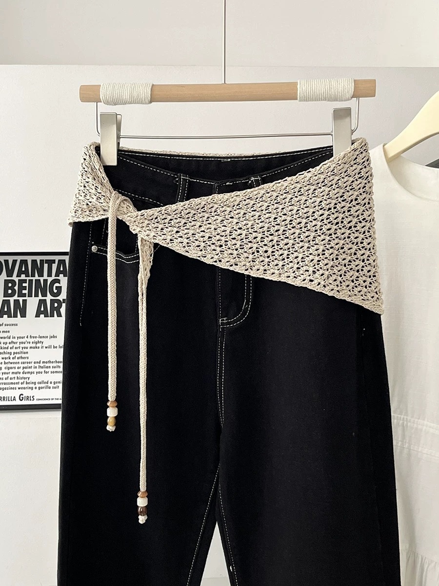 Chal Triangular de Punto Calado para Mujer | Bufanda Ligera Verano | Accesorio Elegante - Imagen 5