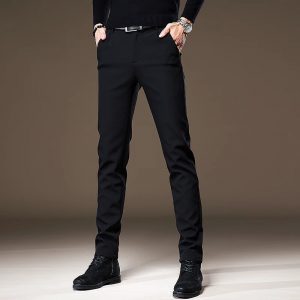 Pantalones de Vestir de Alta Gama sin Arrugas para Hombre | Corte Ajustado Perna Cónica