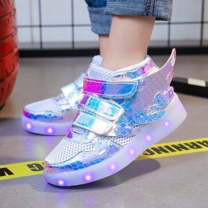 Zapatillas con Luces y Purpurina para Niño | Azul | Tallas 24-37 | Brillantes y Divertidas con LED | TiendasFR