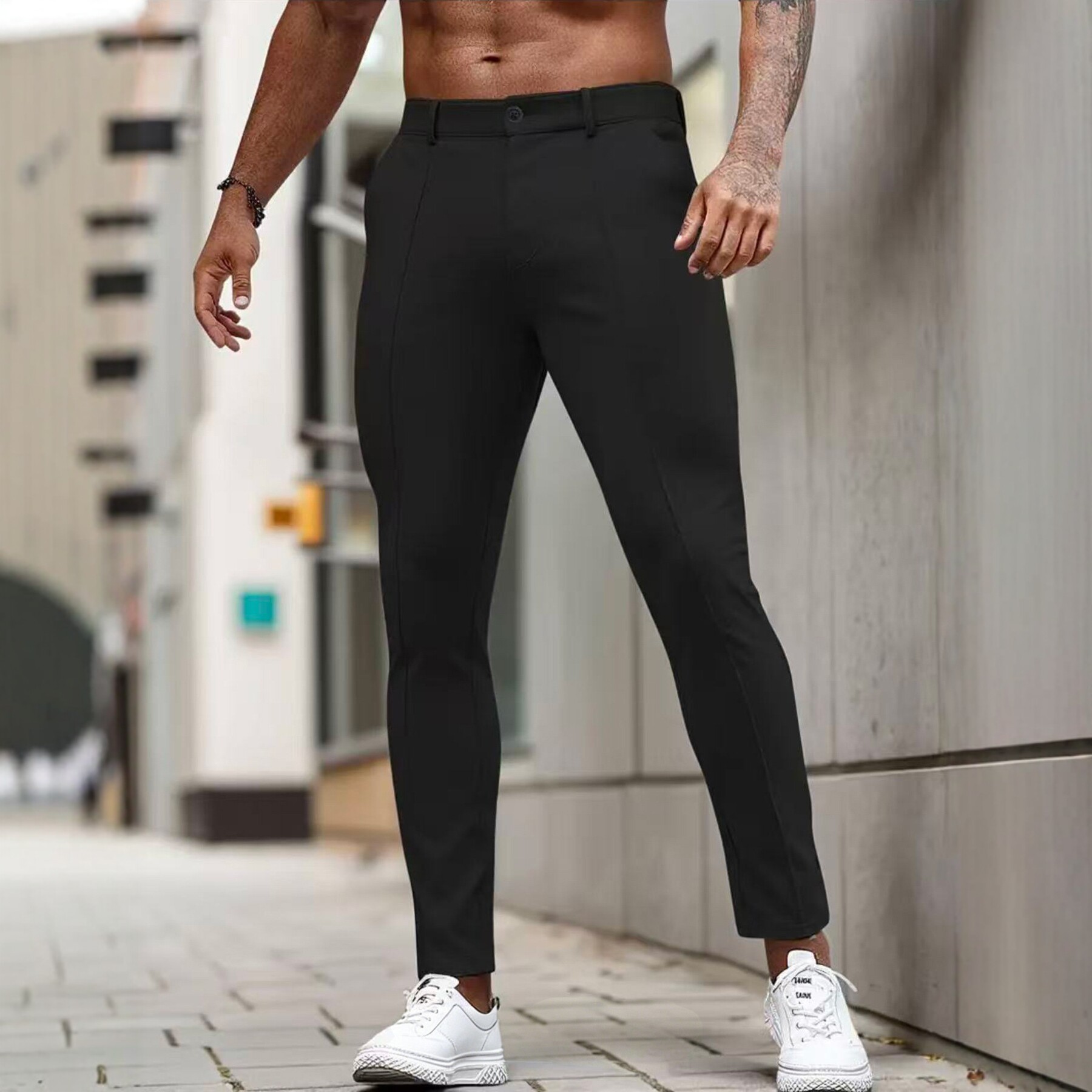 Pantalones de Vestir Cortos Elásticos para Hombre | Corte Ajustado Color Albaricoque - Imagen 6