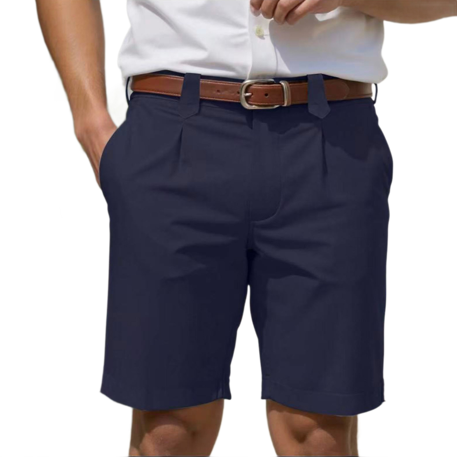 Pantalones Cortos Ajustados de Pierna Recta para Hombre | Casual de Negocios en Beige - Imagen 5