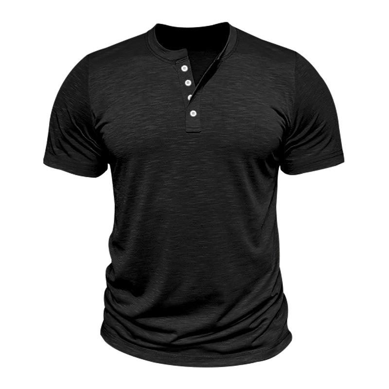 Camiseta Henley para Hombre | Manga Corta Albaricoque Estilo Casual - Imagen 8