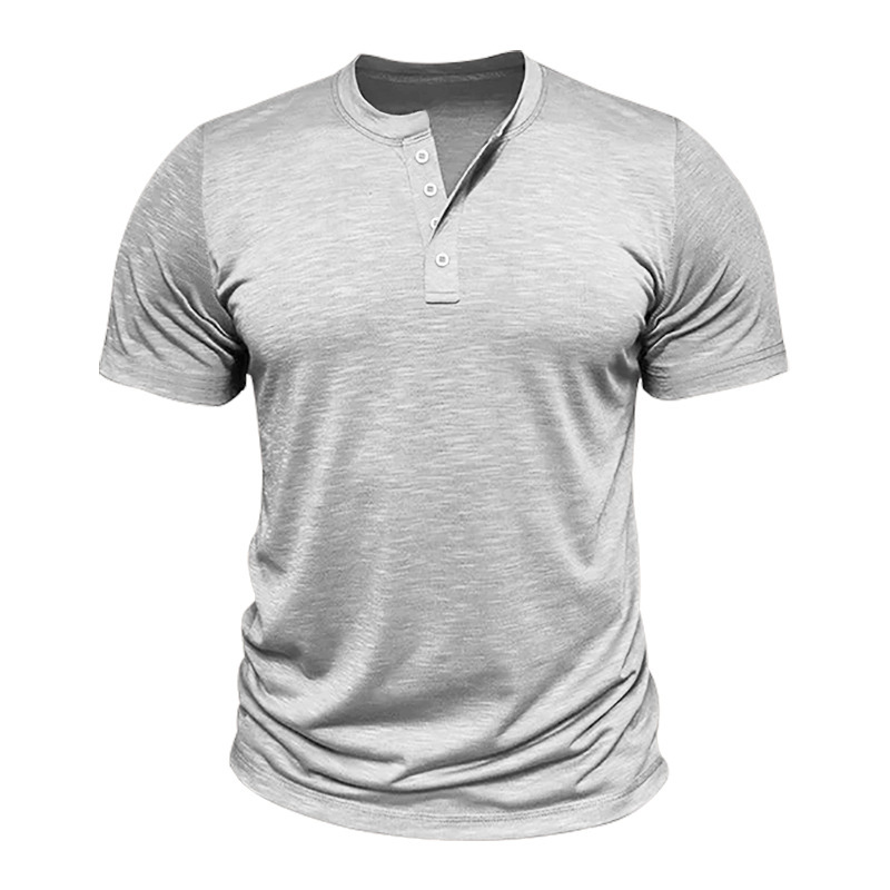 Camiseta Henley para Hombre | Manga Corta Albaricoque Estilo Casual - Imagen 6
