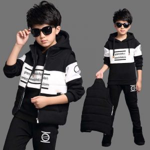 Conjunto Deportivo de 3 Piezas para Niño | Negro | Tallas 110-160 cm | Ropa Casual para Colegio y Deporte | TiendasFR