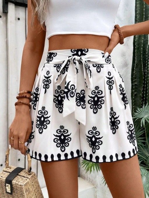Shorts de Pierna Ancha con Estampado para Mujer | Slim-fit y Cómodos | Verano 2026 - Imagen 10
