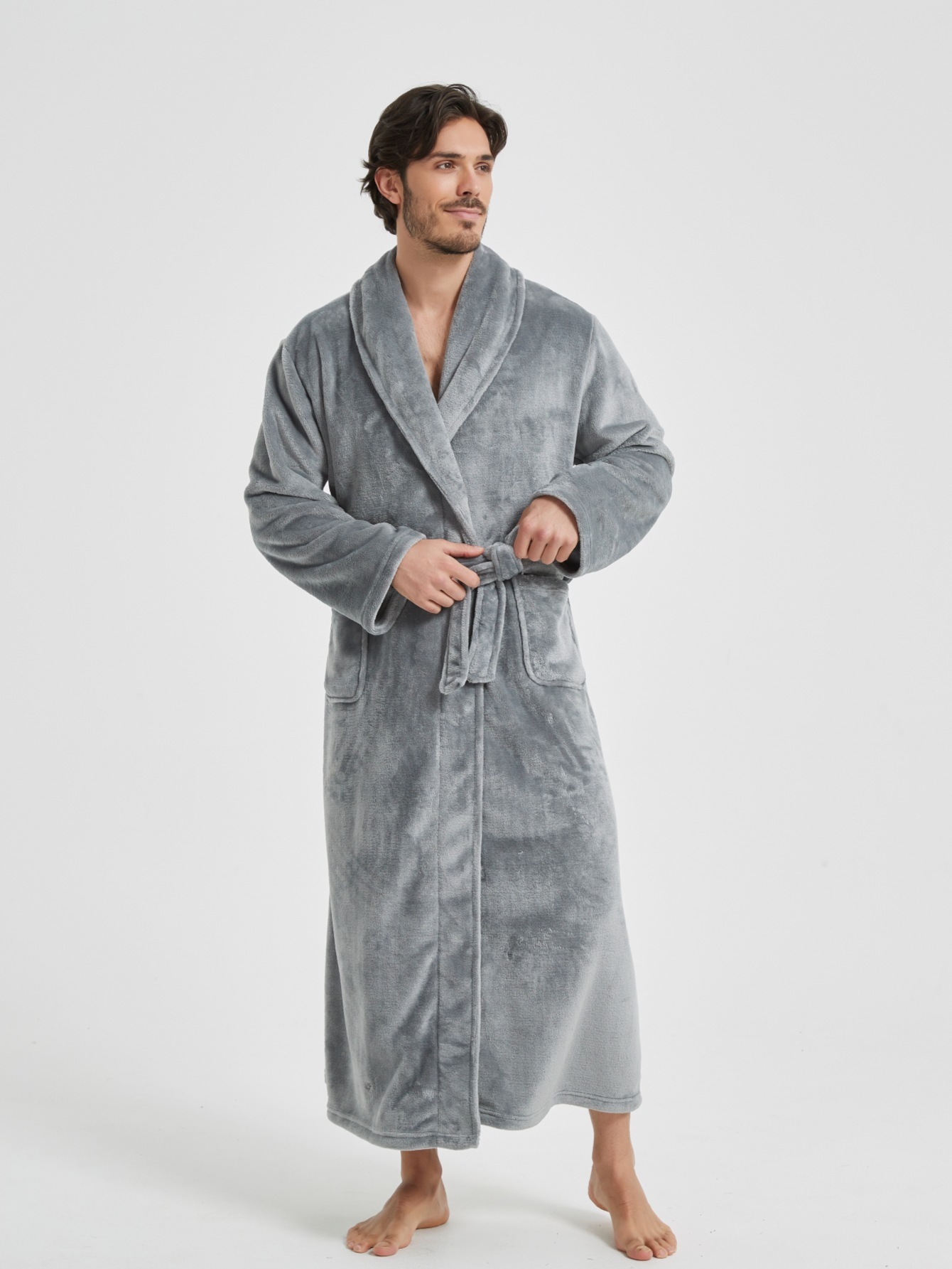 Bata de Casa de Franela para Hombre | Estilo Europeo y Americano | Cálida y Cómoda - Imagen 3
