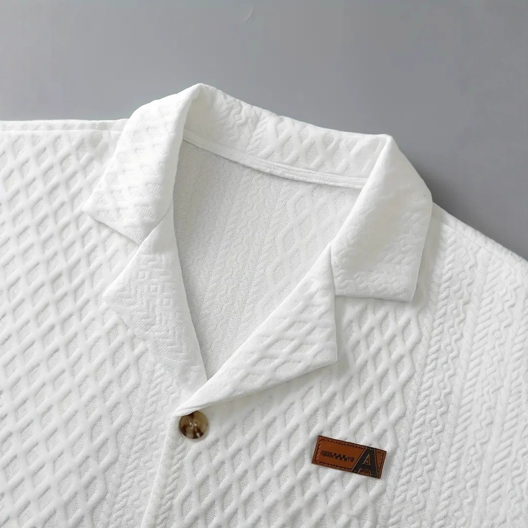 Camisa Informal Transpirable de Manga Corta para Hombre | Corte Holgado Negro - Imagen 2
