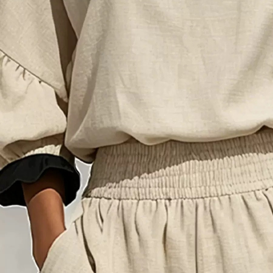 Conjunto de Top Manga Larga y Shorts de Pierna Ancha | Talle Alto Elegante | Verano 2026 - Imagen 5