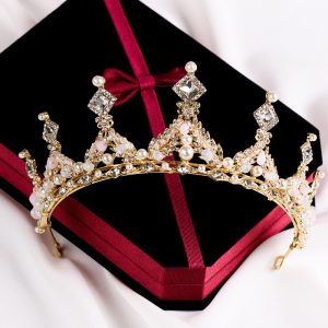 Corona Nupcial con Perlas y Diamantes | Aleación Dorada | Tiara de Novia | Accesorio Elegante | TiendasFR