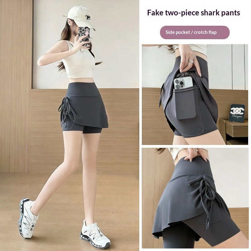 Shorts de Yoga de Tiro Alto con Efecto Dos Piezas | Falso Conjunto Deportivo | Verano 2026 - Imagen 3