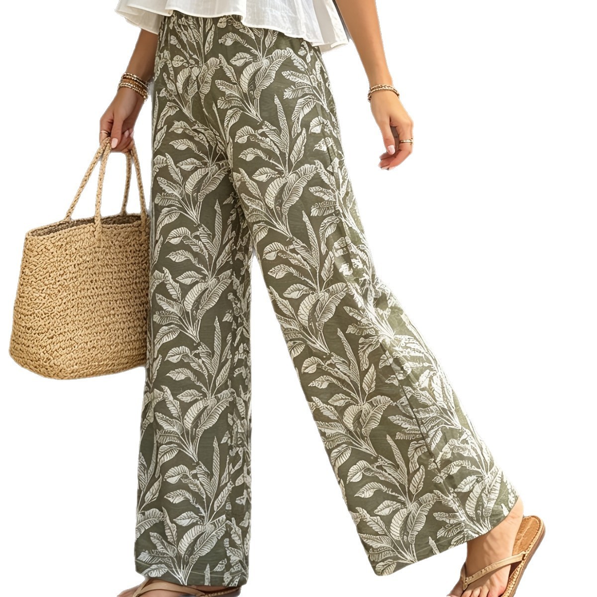 Pantalones de Tiro Alto y Corte Holgado | Estilo Vacacional Transpirable | Verano 2026 - Imagen 4