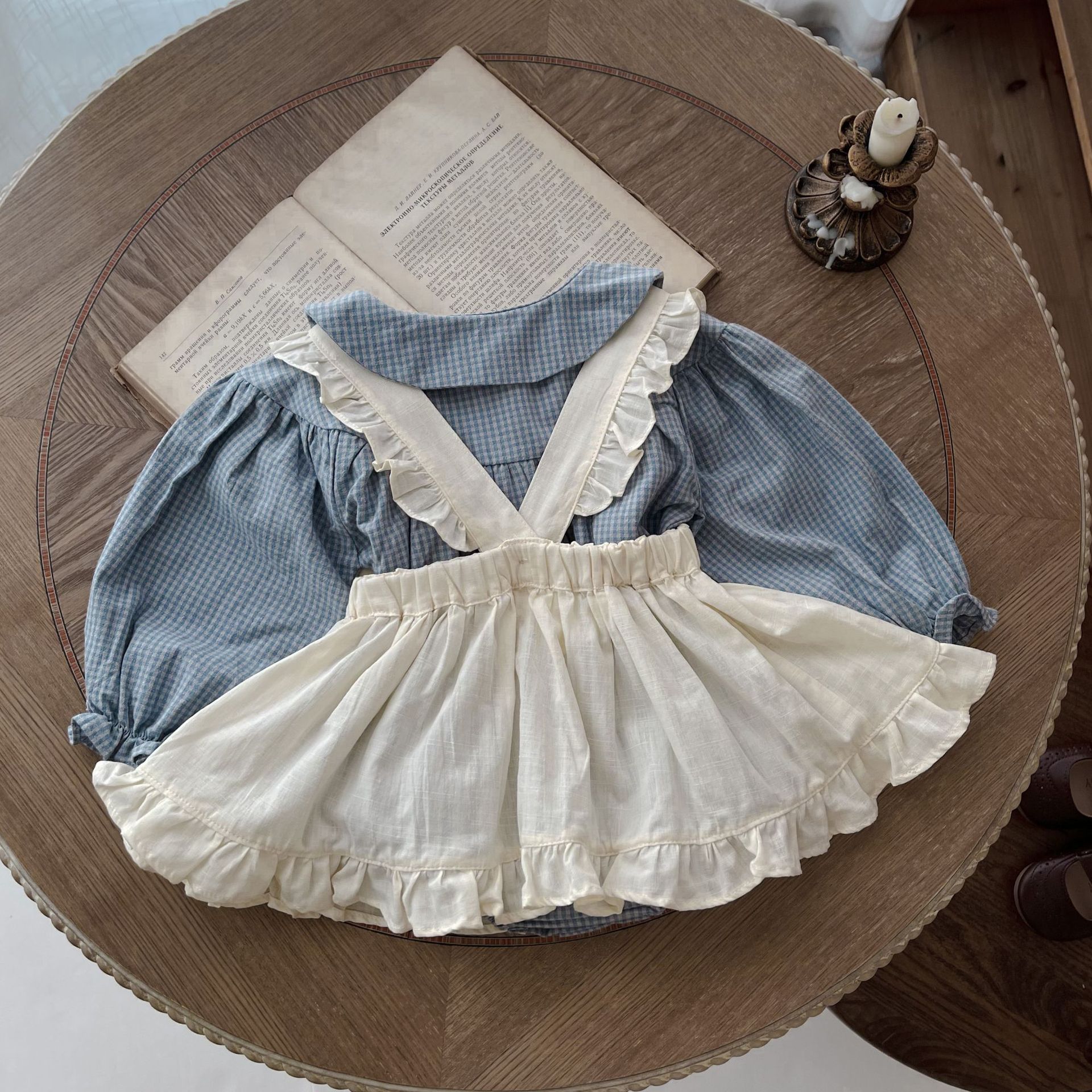 Pelele con Sobrefalda a Cuadros para Bebé Niña | Beige | Tallas 66-100 cm | Ropa Elegante para Fotos y Eventos | TiendasFR - Imagen 10
