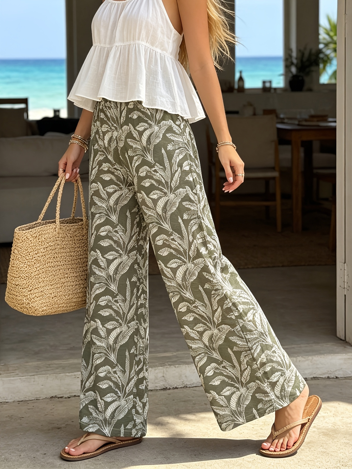Pantalones de Tiro Alto y Corte Holgado | Estilo Vacacional Transpirable | Verano 2026 - Imagen 3