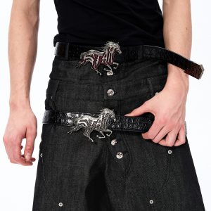Cinturón de Cuero de Plena Flor con Textura y Relieve | Elegante para Hombre | Calidad Premium