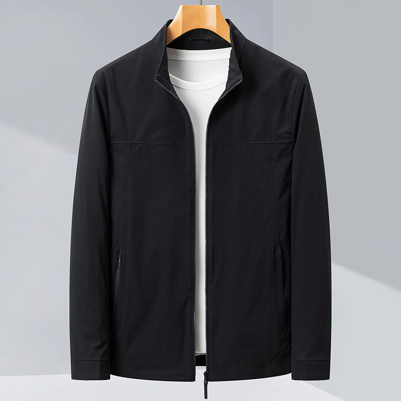 Chaqueta de Corte Ajustado con Cuello Alto para Hombre | Elegante Beige para Entretiempo - Imagen 3