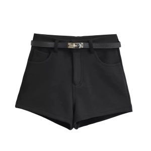 Pantalones Cortos de Tiro Alto con Ribete de Terciopelo | Elegantes y Cómodos | Talla Única