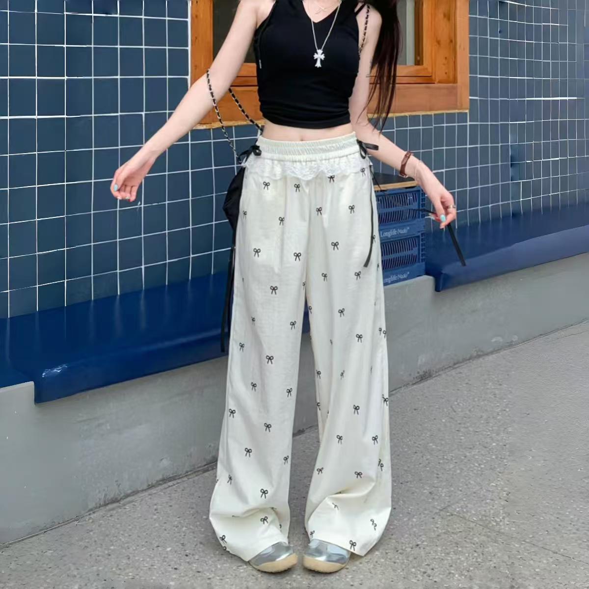 Pantalones de Pierna Ancha con Encaje y Lazo | Elegantes y Románticos para Mujer | Verano 2026 - Imagen 3