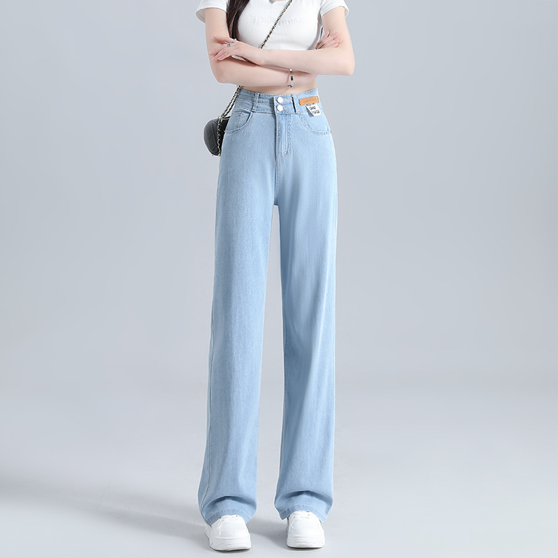Jeans de Tiro Alto y Pierna Ancha en Tencel | Pantalón Vaquero Drapeado | Moda Sostenible Verano - Imagen 7