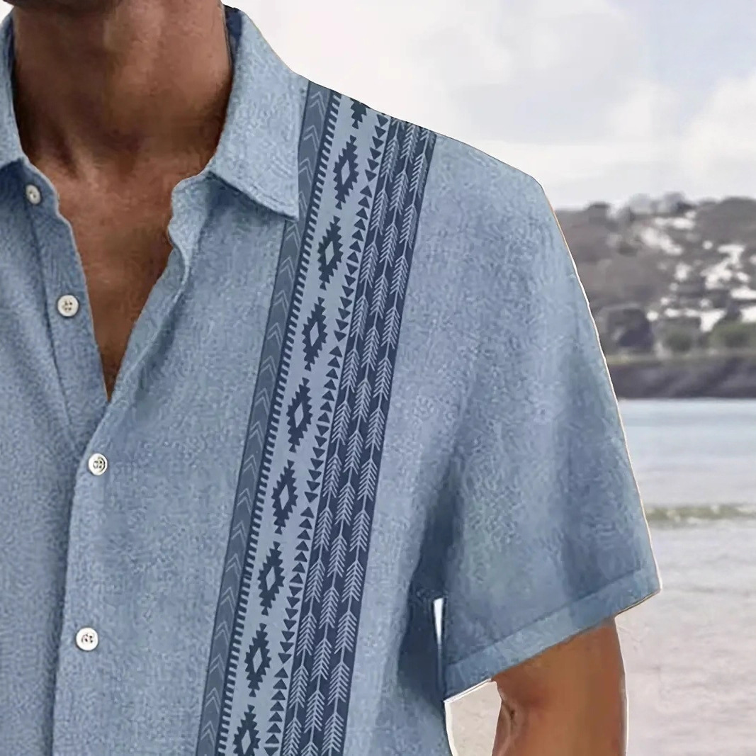 Camisa de Manga Corta con Estampado 3D para Hombre | Verde Moderna y Talla Grande - Imagen 2