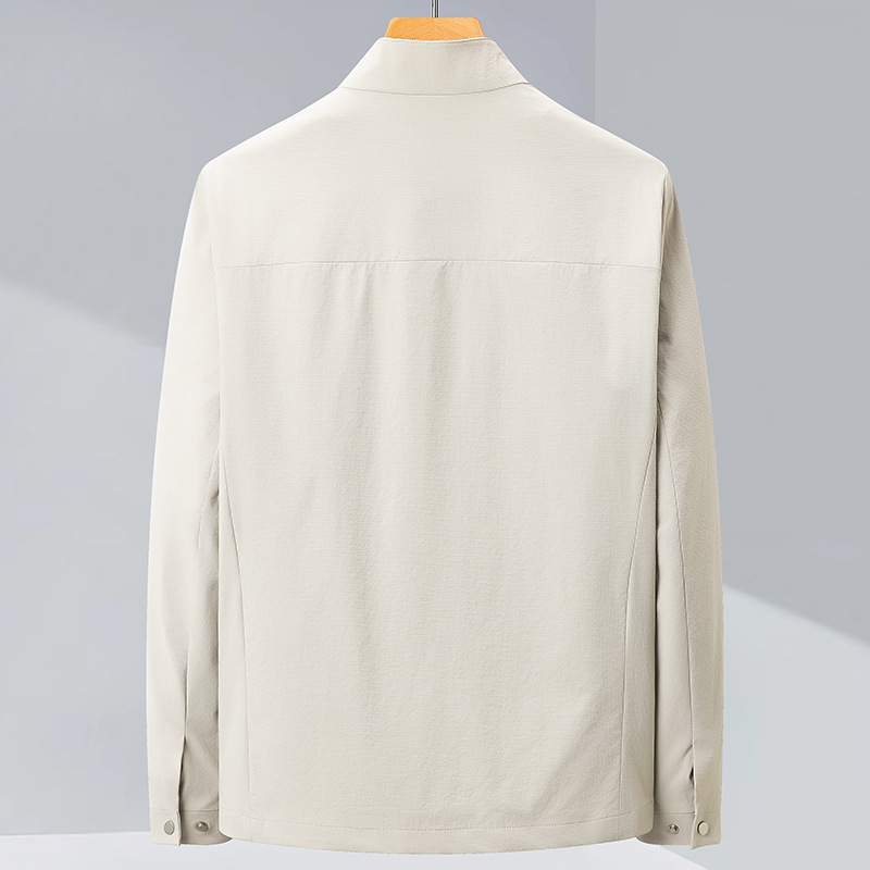Chaqueta de Corte Ajustado con Cuello Alto para Hombre | Elegante Beige para Entretiempo - Imagen 5