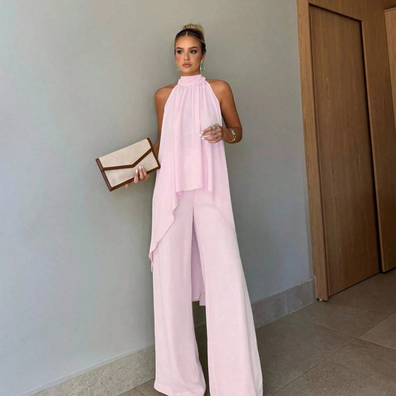 Conjunto Elegante de Dos Piezas para Mujer | Top Sin Mangas + Falda | Color Liso Entretiempo - Imagen 5