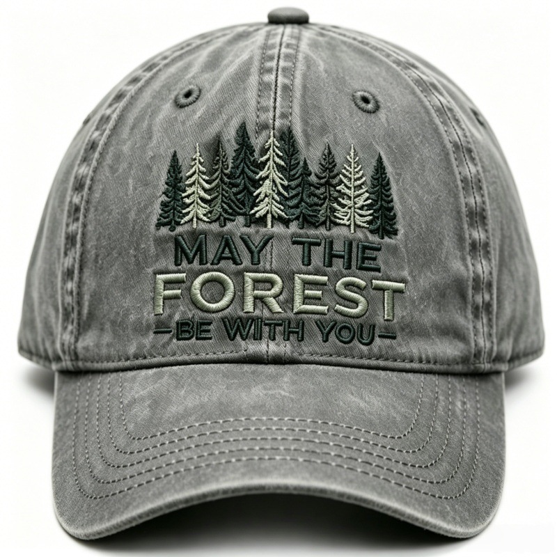 Gorra de Béisbol con Bordado de Bosque y Efecto Desgastado para Hombre - Imagen 5