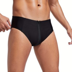 Bañador Tipo Slip de Tiro Bajo para Hombre | Cómodo y Básico | Color Liso Negro