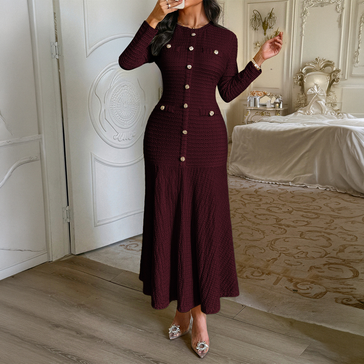 Vestido Tubo de Manga Corta Color Liso para Mujer | Elegante Versátil | Primavera-Verano 2026 - Imagen 3