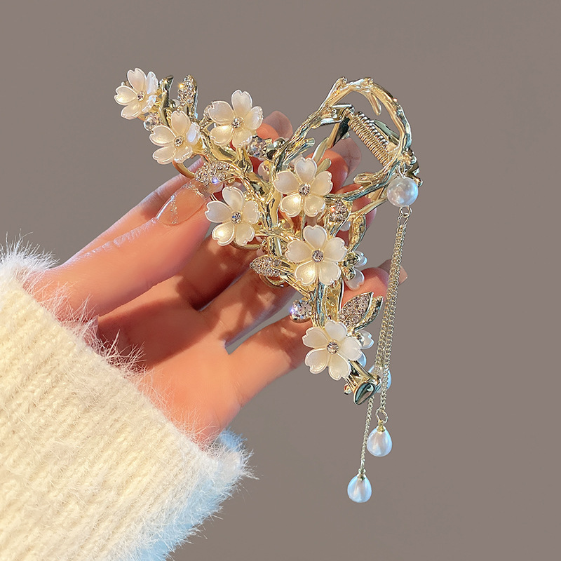 Pinza para el Cabello con Perlas y Borla | Metal Dorado | Accesorio Elegante | Orquídea | TiendasFR - Imagen 2