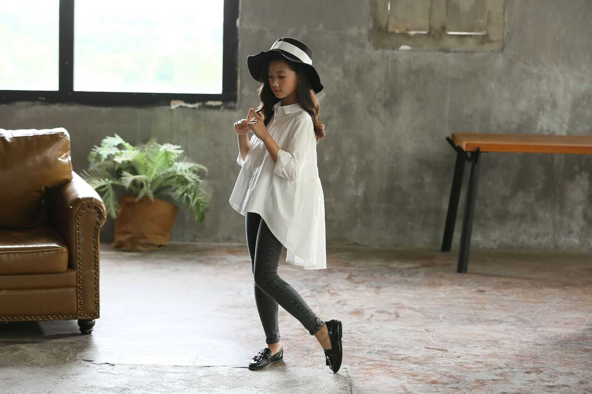 Sudadera Holgada Coreana para Niña | Blanco | Tallas 110-165 cm | Estampado Cola de Golondrina | Ropa Moderna | TiendasFR - Imagen 7