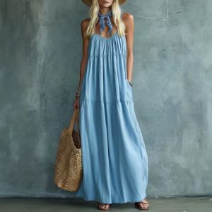 Vestido Largo de Verano Sin Mangas con Tirantes | Elegante de una Sola Pieza | Moda 2026