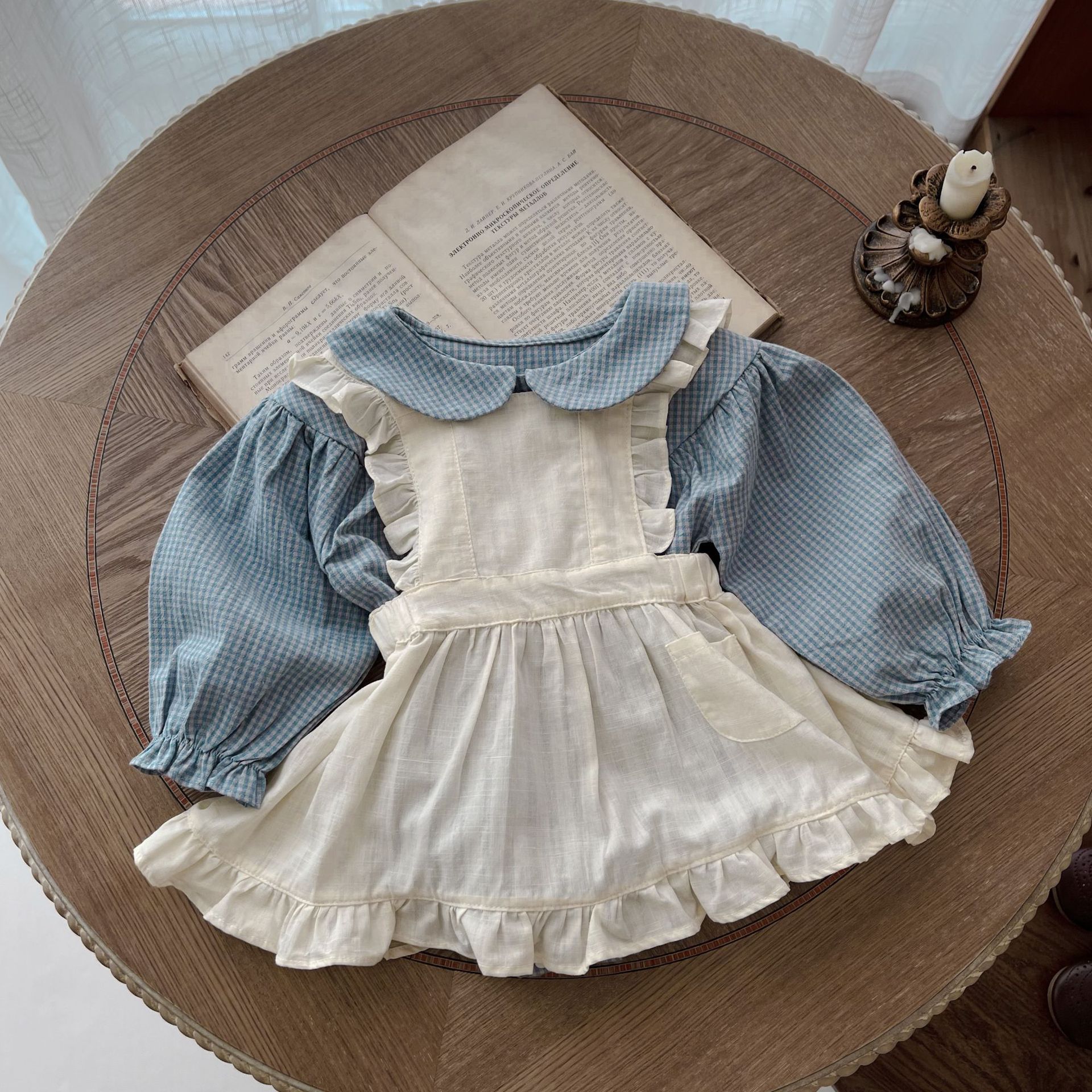 Pelele con Sobrefalda a Cuadros para Bebé Niña | Beige | Tallas 66-100 cm | Ropa Elegante para Fotos y Eventos | TiendasFR - Imagen 2