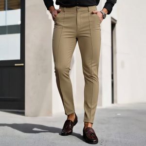 Pantalones de Vestir Cortos Elásticos para Hombre | Corte Ajustado Color Albaricoque
