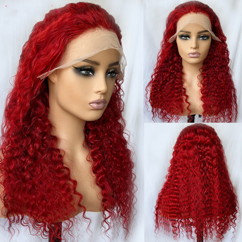 Peluca de Cabello Humano Rojo con Ondas Profundas | Deep Wave Natural | Color Intenso y Volumen Espectacular | TiendasFR - Imagen 2