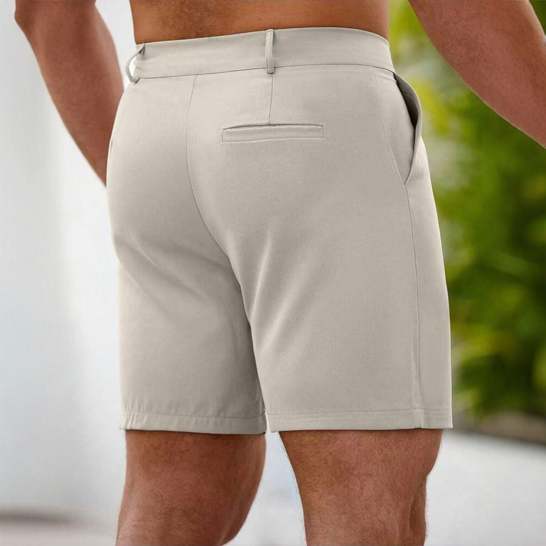 Pantalones Cortos Ajustados de Pierna Recta para Hombre | Casual de Negocios en Beige - Imagen 7
