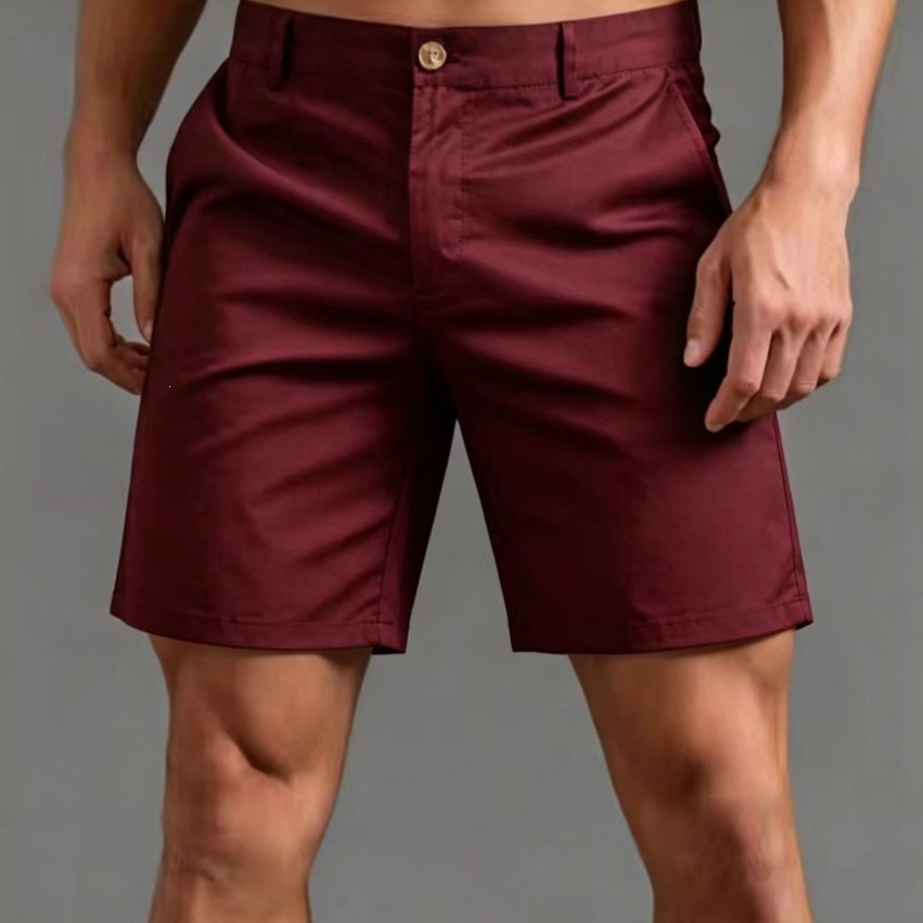 Pantalones Capri de Seda de Hielo para Hombre | Corte Recto Ajustado en Vino Tinto - Imagen 2