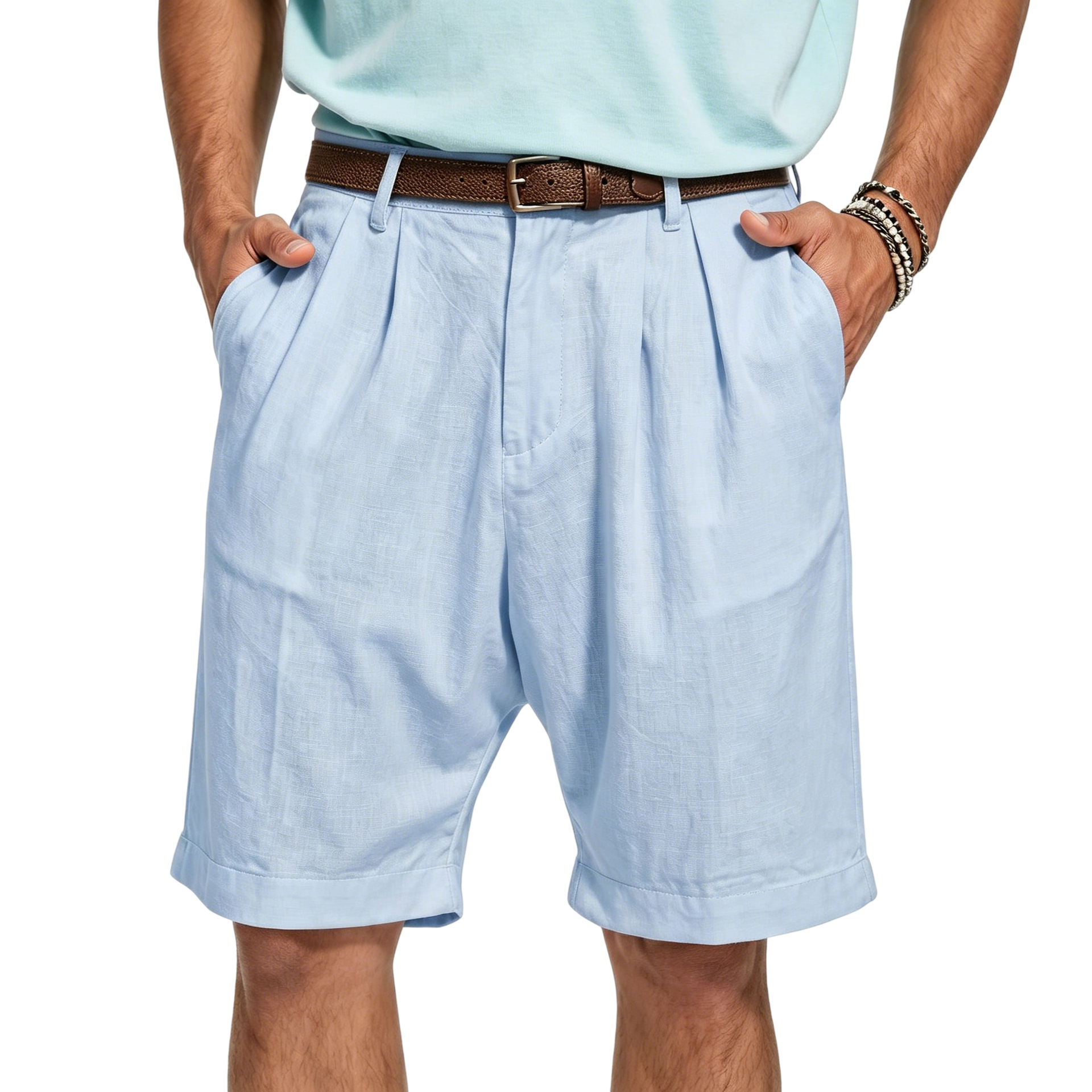Pantalones Capri Casuales Pierna Recta Estilo Resort para Hombre | Albaricoque Verano - Imagen 2