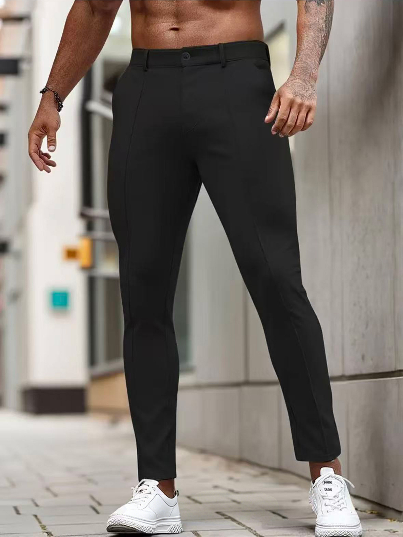 Pantalones de Vestir Cortos Elásticos para Hombre | Corte Ajustado Color Albaricoque - Imagen 3