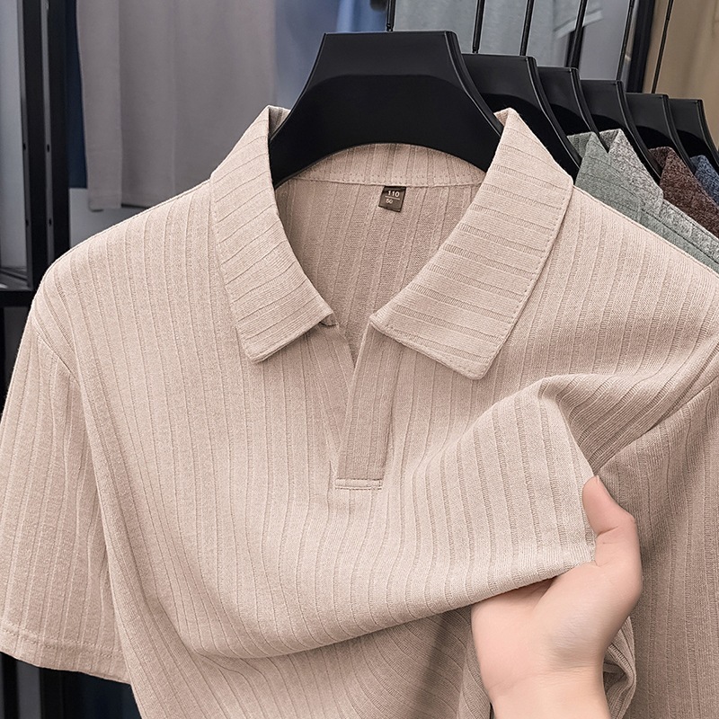 Camisa Casual Transpirable con Solapa y Rayas para Hombre | Blanco y Negro Moderno - Imagen 7